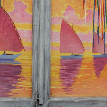 Pittura intitolato "sailboats" da Kyrylo Bondarenko, Opera d'arte originale, Acrilico