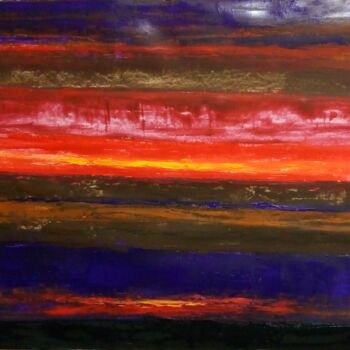 Peinture intitulée "Sunset in the stepp…" par Kyrylo Bondarenko, Œuvre d'art originale, Acrylique