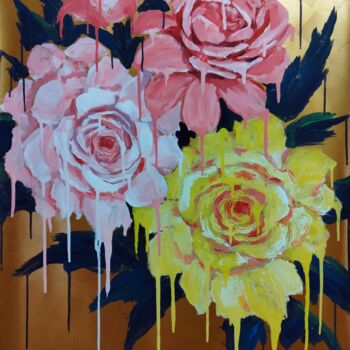 Painting titled "pop-art flowers" by Kyrylo Bondarenko, Original Artwork, Acrylic