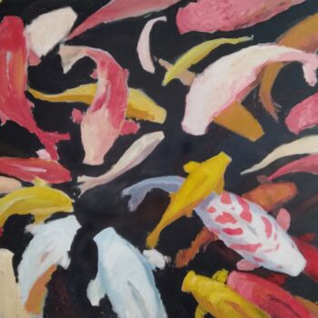 Painting titled "koi carps 5" by Kyrylo Bondarenko, Original Artwork, Oil