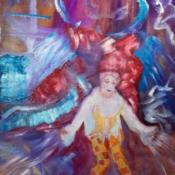 Schilderij getiteld "Le cirque" door L'Artiphaine Hj Helleboid, Origineel Kunstwerk, Olie