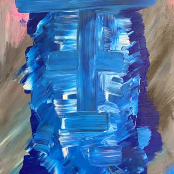 "Blue face" başlıklı Tablo Laurence Linsenmaier tarafından, Orijinal sanat, Akrilik Ahşap Sedye çerçevesi üzerine monte edil…