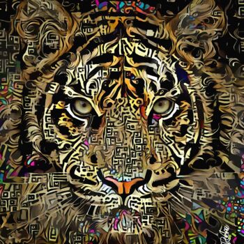 "Face à Tigre" başlıklı Dijital Sanat L.Roche tarafından, Orijinal sanat, Akrilik