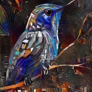 Digital Arts titled "Birdy blue" by L.Roche, Original Artwork, Acrylic