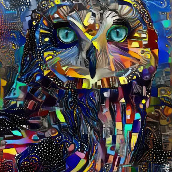 "Reine de nuit, owl" başlıklı Dijital Sanat L.Roche tarafından, Orijinal sanat, Akrilik