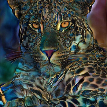 Digitale Kunst getiteld "Laria, leopard" door L.Roche, Origineel Kunstwerk, Acryl