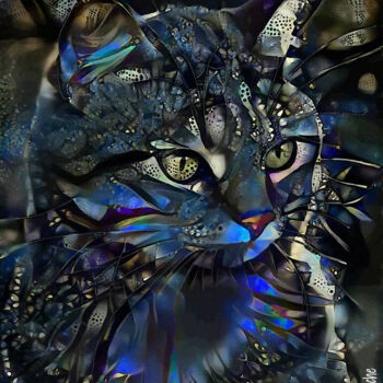 Arts numériques intitulée "Mitch, cat - Mix me…" par L.Roche, Œuvre d'art originale, Encre