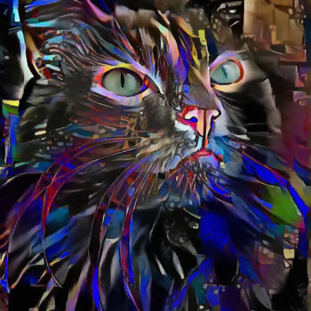 Digital Arts titled "Arfy, cat - Mix med…" by L.Roche, Original Artwork, Acrylic