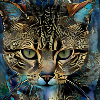 Digital Arts titled "Miggo, cat - Mix me…" by L.Roche, Original Artwork, Acrylic
