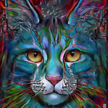 Digital Arts titled "Zaffy, cat" by L.Roche, Original Artwork, Acrylic