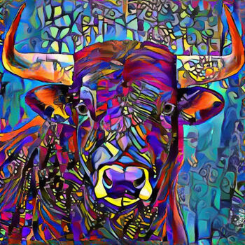 Digital Arts titled "Toro fiesta" by L.Roche, Original Artwork, Acrylic
