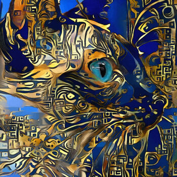 Digitale Kunst getiteld "Desmond, cat" door L.Roche, Origineel Kunstwerk, Acryl