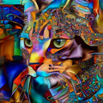 Digital Arts titled "Sasska , cat" by L.Roche, Original Artwork, Acrylic