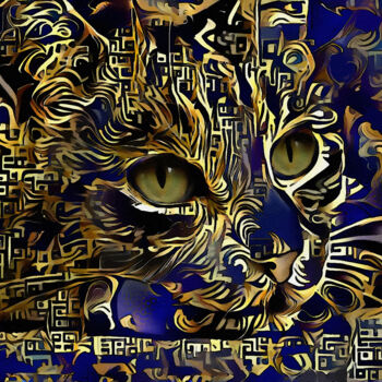 Digital Arts titled "Anja, cat" by L.Roche, Original Artwork, Acrylic