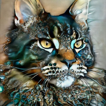 Arts numériques intitulée "Nataniel, cat" par L.Roche, Œuvre d'art originale, Acrylique