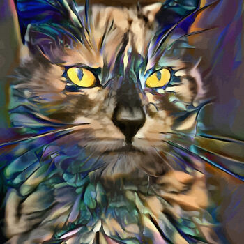 Arts numériques intitulée "Tompo, cat" par L.Roche, Œuvre d'art originale, Acrylique