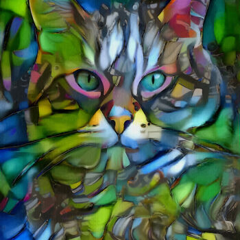 Arts numériques intitulée "Najy, cat" par L.Roche, Œuvre d'art originale, Acrylique