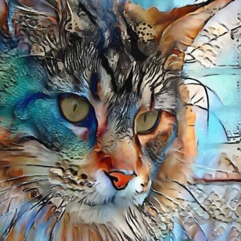 Digital Arts titled "Garfy, cat" by L.Roche, Original Artwork, Acrylic