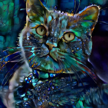 Digital Arts titled "Dory, cat" by L.Roche, Original Artwork, Acrylic