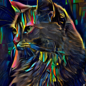 Digitale Kunst mit dem Titel "Jaguy , cat" von L.Roche, Original-Kunstwerk, Acryl