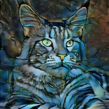 Artes digitais intitulada "Heloy Jr., cat" por L.Roche, Obras de arte originais, Acrílico