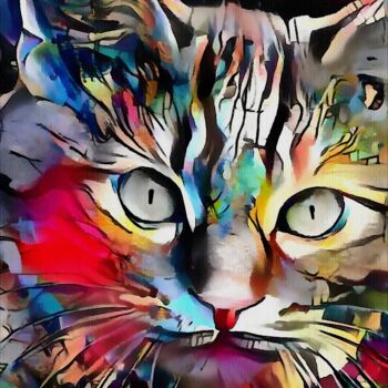 Digitale Kunst mit dem Titel "Riko, cat" von L.Roche, Original-Kunstwerk, 2D digitale Arbeit