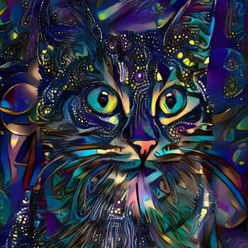 Arte digital titulada "Armel, cat" por L.Roche, Obra de arte original, Trabajo Digital 2D