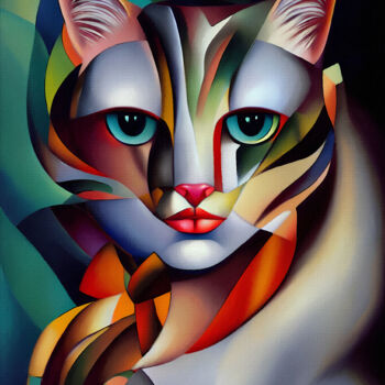 Grafika cyfrowa / sztuka generowana cyfrowo zatytułowany „Diana cat” autorstwa L.Roche, Oryginalna praca, Akryl