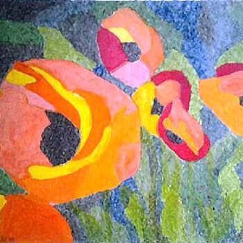 Collagen mit dem Titel "Fleurs champêtres" von Annig Pineau (Ginna), Original-Kunstwerk, Collagen