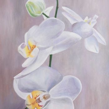 Peinture intitulée "White Orchids" par Lada Polunina, Œuvre d'art originale, Huile