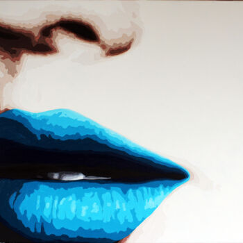 Peinture intitulée "Blue lipstick" par Lady Caviar, Œuvre d'art originale, Acrylique