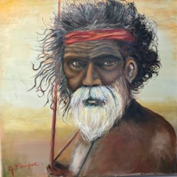 Pittura intitolato "aborigene mon ami" da Bernard Fouque, Opera d'arte originale, Olio