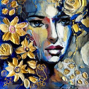 Картина под названием "Golden Petals" - Lana Frey, Подлинное произведение искусства, Акрил
