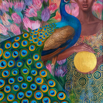 Pintura intitulada "Mirror of orisha os…" por Lana Korolievskaia, Obras de arte originais, Óleo