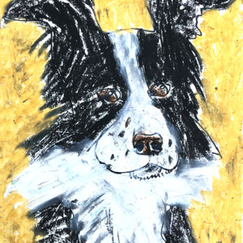 Drawing titled "A Dog" by Lana Krainova, Original Artwork, Pastel