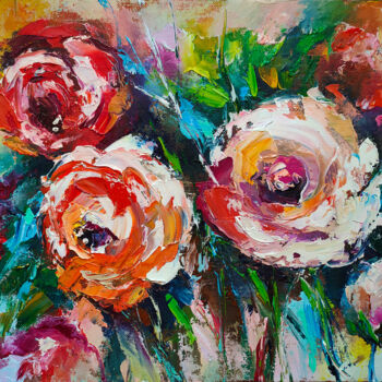 Peinture intitulée ""Abstract Bouquet w…" par Lana Light S., Œuvre d'art originale, Huile