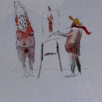 Dessin intitulée "aquarelle .Le peint…" par René Lannoy, Œuvre d'art originale, Aquarelle