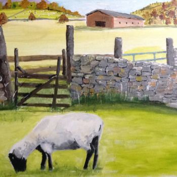 Pintura titulada "19 Sheep" por Lanny Roff, Obra de arte original, Acrílico