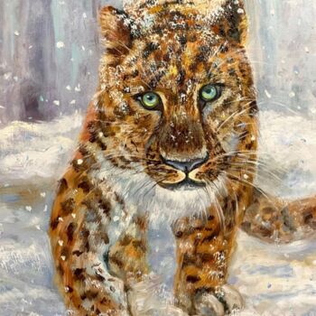 绘画 标题为“Leopard snow wild b…” 由Светлана Лановенко, 原创艺术品, 油