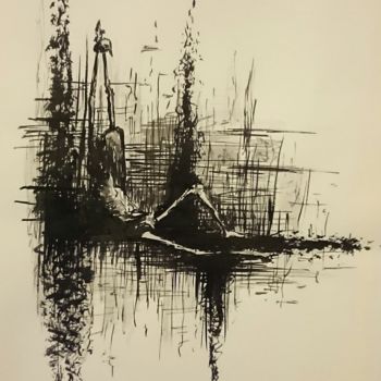 Dessin intitulée "Torture : L056" par Laou, Œuvre d'art originale, Encre Monté sur Verre