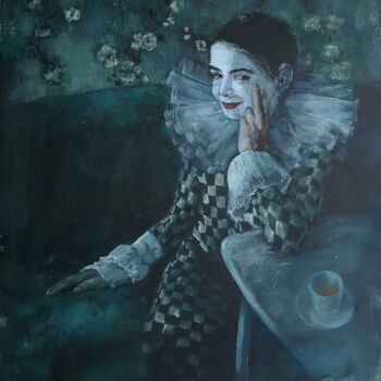 Картина под названием "Mysterious mask" - Olha Laptieva, Подлинное произведение искусства, Масло