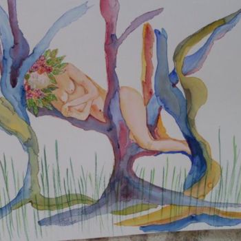 Pintura titulada "Eve au repos" por Eveline Ghironi (khava), Obra de arte original, Oleo