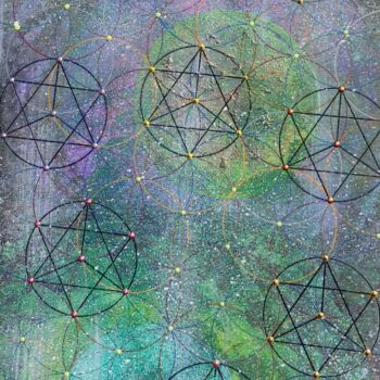 Ζωγραφική με τίτλο "Merkaba Galaxy" από Lara Lite Art, Αυθεντικά έργα τέχνης, Ακρυλικό Τοποθετήθηκε στο Ξύλινο πάνελ