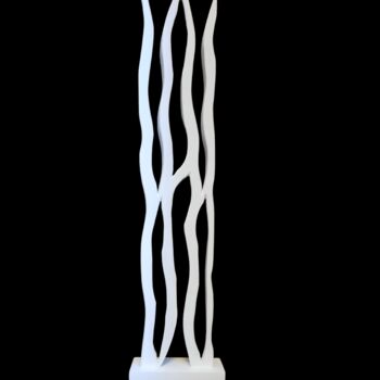 Sculpture titled "White noise" by Lara Shabelnik, Original Artwork, Wood