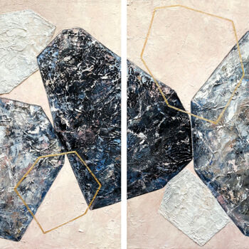 Картина под названием "Geometric abstract…" - Larisa Chigirina, Подлинное произведение искусства, Масло Установлен на Деревя…