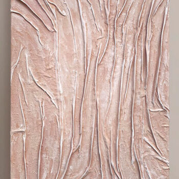 Картина под названием "BEIGE FABRIC PAINTI…" - Larisa Chigirina, Подлинное произведение искусства, Ткань Установлен на Дерев…