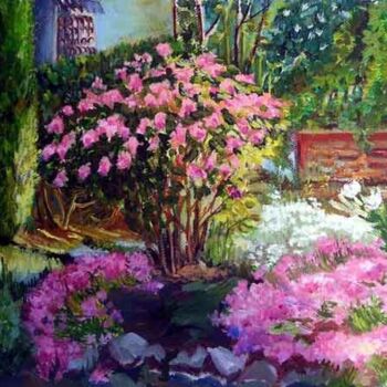 Schilderij getiteld "Розовый сад" door Larisa Ivanova, Origineel Kunstwerk, Olie