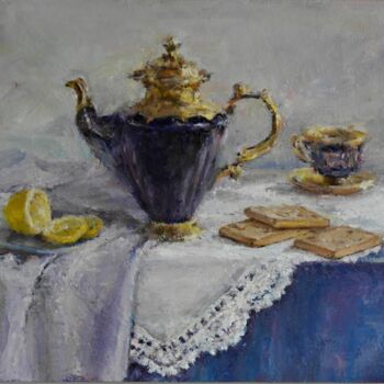 Peinture intitulée "Натюрморт "Чай с пе…" par Larisa Korznikova, Œuvre d'art originale, Huile