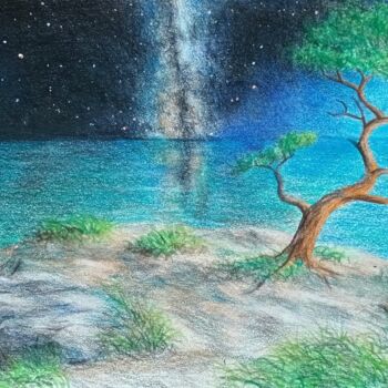 Drawing titled "Milky Way" by Larisa Leontjeva, Original Artwork, Conté