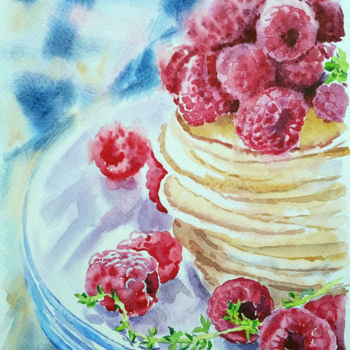 Ζωγραφική με τίτλο "Favorite breakfast" από Olga Larina, Αυθεντικά έργα τέχνης, Ακουαρέλα